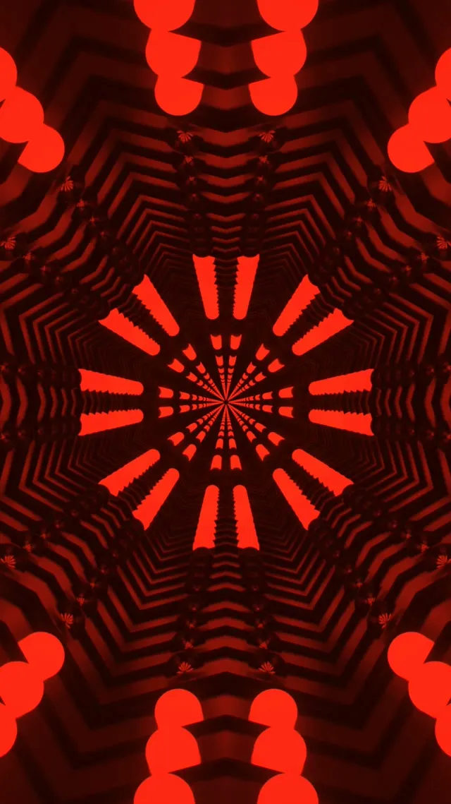 Red Neon Tunnel Kaleidoscope Portrait 60fps VJ Screensaver